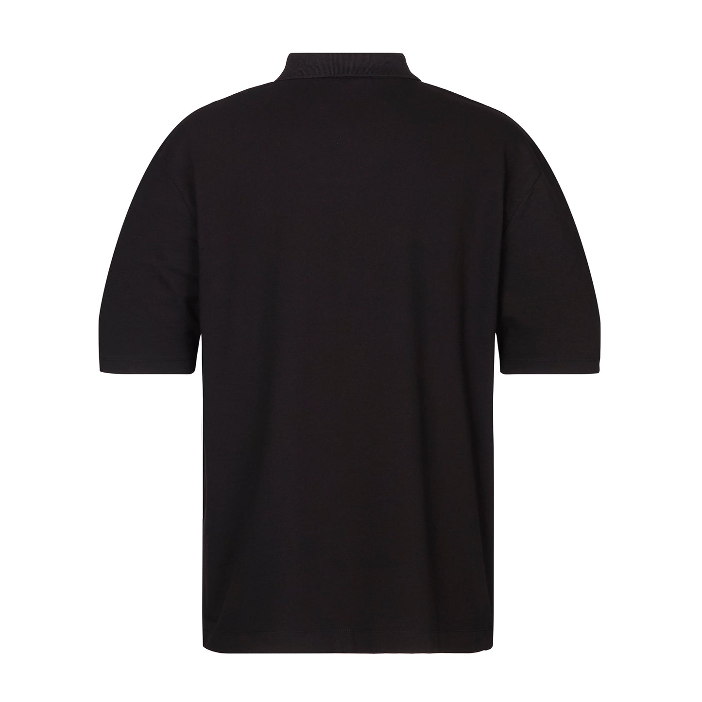 Schwarzes oversize Polo mit V-Ausschnitt, hinten schlicht