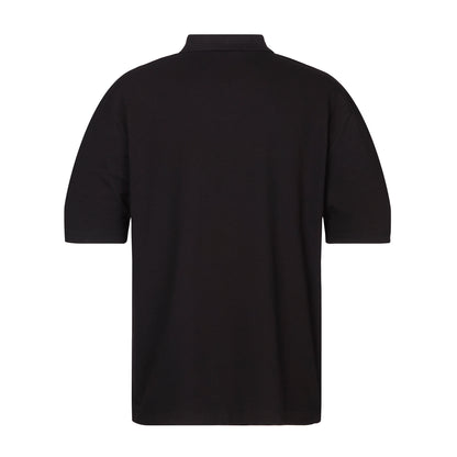 Schwarzes oversize Polo mit V-Ausschnitt, hinten schlicht