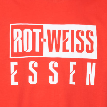 Nahaufnahme Style 2545 "Mono" Druck, weiß, plakativ "ROT-WEISS ESSEN"